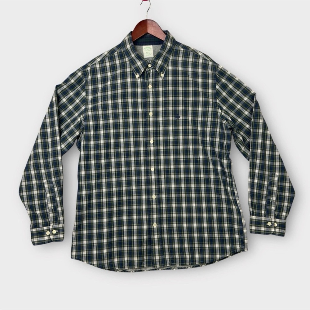 Brooks Brothers Milano All Cotton Lined Button Down Shirt Mens XL Plaid Preppy